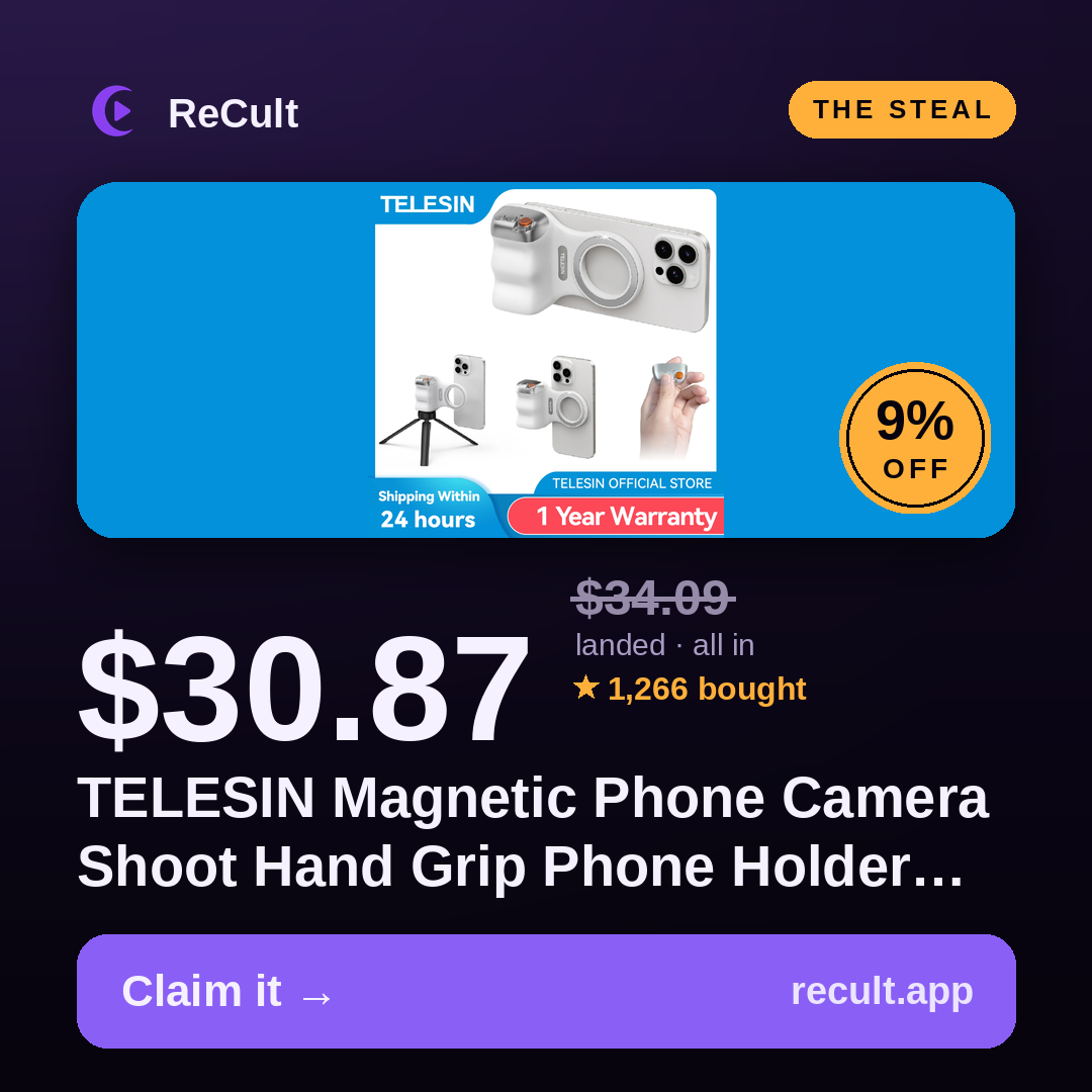 TELESIN Magnetic Phone Camera Shoot Hand Grip Phone Holder Shooting…